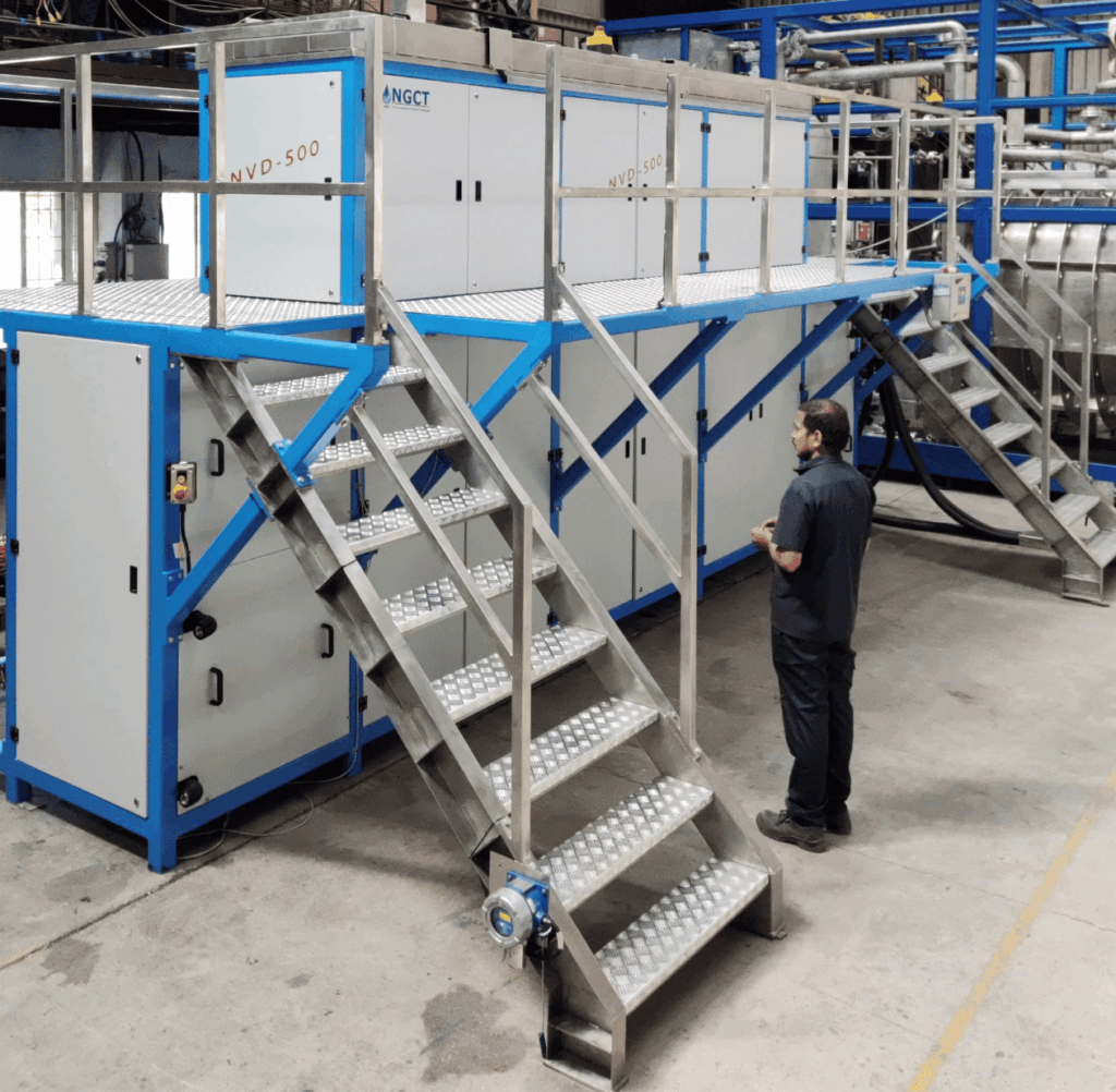 NGCT's NVD-500 machine used for Satellite panel core cleaning for the Aerospace industry.